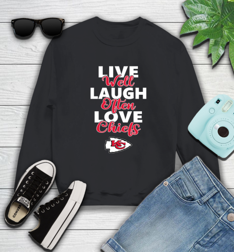 NFL Football Kansas City Chiefs Live Well Laugh Often Love Shirt Sweatshirt