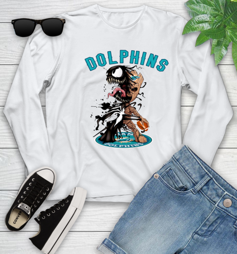 NFL Miami Dolphins Football Venom Groot Guardians Of The Galaxy Youth Long Sleeve