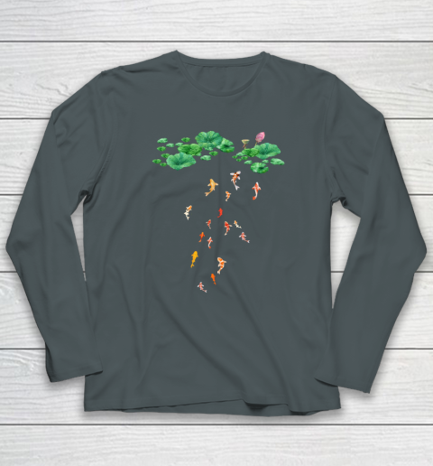 Watercolor Japanese Koi Fish Goldfish Lily Pad Lotus Leaf Shirt Long Sleeve T-Shirt - Image 4
