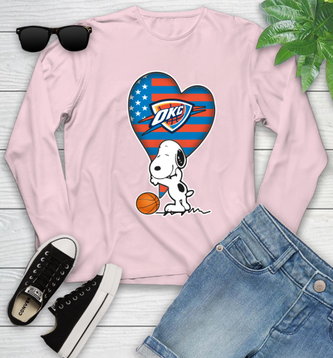 Oklahoma City Thunder NBA Basketball The Peanuts Movie Adorable Snoopy Youth Long Sleeve 10