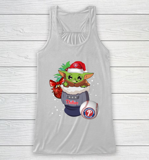 Philadelphia Phillies Christmas Baby Yoda Star Wars Funny Happy MLB Racerback Tank 2