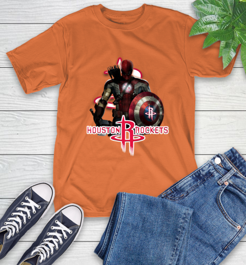 Houston Rockets NBA Basketball Captain America Thor Spider Man Hawkeye Avengers T-Shirt 5