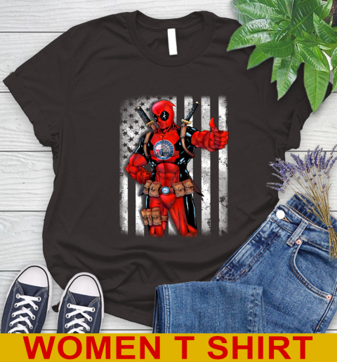 NBA Basketball Philadelphia 76ers Deadpool American Flag Shirt Women's T-Shirt 9