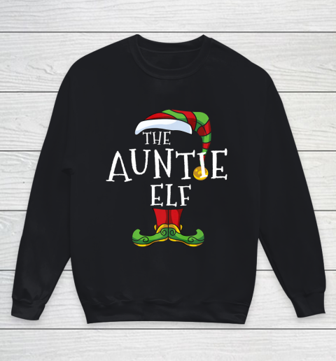 The Auntie Elf Family Matching Christmas Group Gift Pajama Youth Sweatshirt