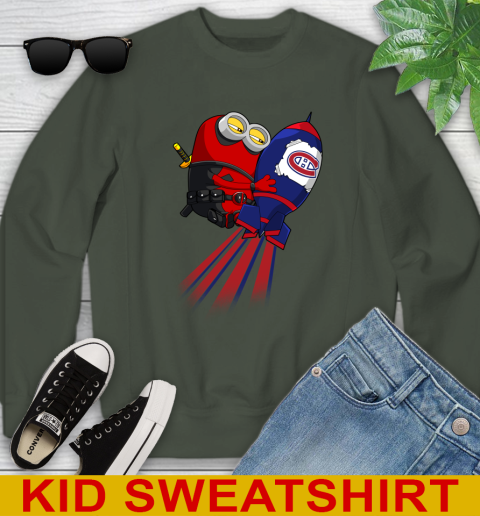 NHL Hockey Montreal Canadiens Deadpool Minion Marvel Shirt Youth Sweatshirt 8