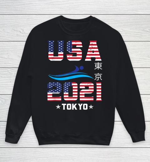 Swimming American Flag  Tokyo Olympic 2021 for USA Team Youth Sweatshirt
