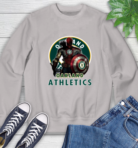 MLB Captain America Thor Spider Man Hawkeye Avengers Endgame Baseball Oakland Athletics Sweatshirt 12