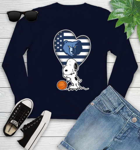 Memphis Grizzlies NBA Basketball The Peanuts Movie Adorable Snoopy Youth Long Sleeve 3