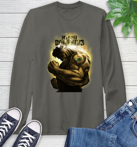 Miami Dolphins NFL Football Hulk Marvel Avengers Sports Long Sleeve T-Shirt 9