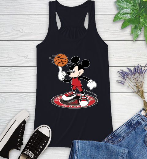 NBA Basketball Portland Trail Blazers Cheerful Mickey Disney Shirt Racerback Tank 9