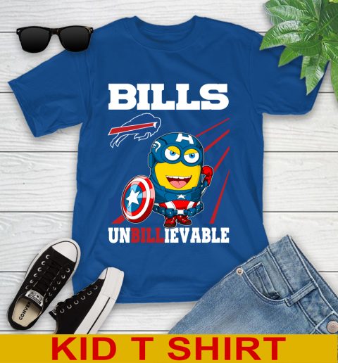 NFL Football Buffalo Bills Captain America Marvel Avengers Minion Shirt Youth T Shirt Tee For Sports