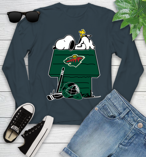 Minnesota Wild NHL Hockey Snoopy Woodstock The Peanuts Movie Youth Long Sleeve 8