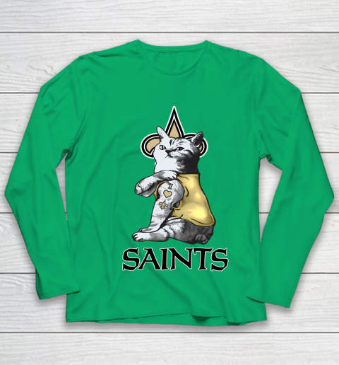 NFL Football My Cat Loves New Orleans Saints Youth Long Sleeve 4