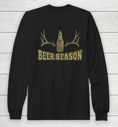 Beer Season Funny Camo Deer Hunting Pun Men Who Love Beers Long Sleeve T-Shirt