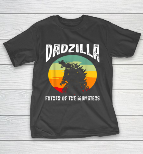 Dad zilla Father Of The Monsters Retro Vintage Sunset T-Shirt