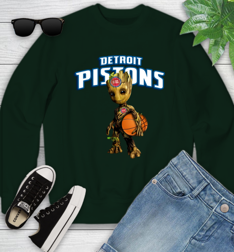 Detroit Pistons NBA Basketball Groot Marvel Guardians Of The Galaxy Youth Sweatshirt 10