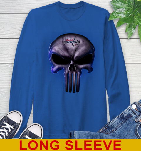 Washington Capitals NHL Hockey Punisher Skull Sports Long Sleeve T-Shirt 11