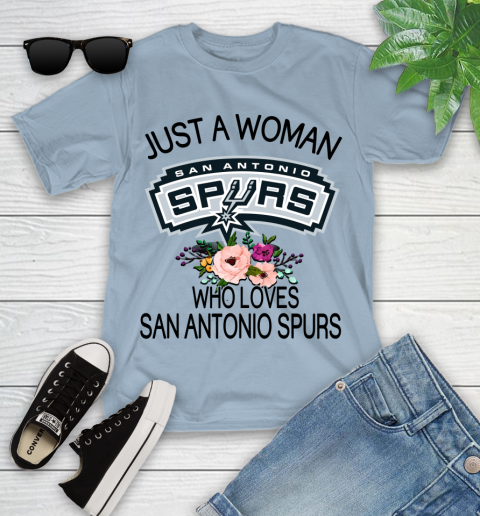 NBA Just A Woman Who Loves San Antonio Spurs Basketball Sports Youth T-Shirt 6
