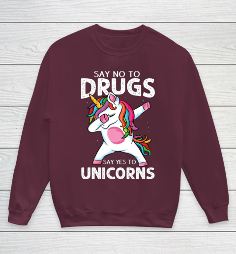 Say No To Drugs Say Yes To Unicorn Anti drug Red Ribbon Week Youth Sweatshirt 4