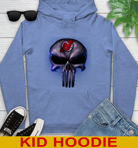 New Jersey Devils NHL Hockey Punisher Skull Sports Youth Hoodie 12