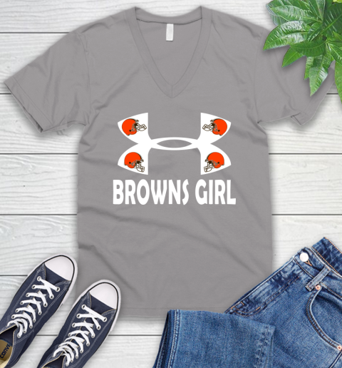 NFL Cleveland Browns Girl Under Armour Football Sports V-Neck T-Shirt 3