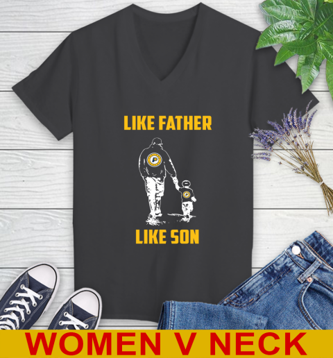 Indiana Pacers NBA Basketball Like Father Like Son Sports Women's V-Neck T-Shirt 8