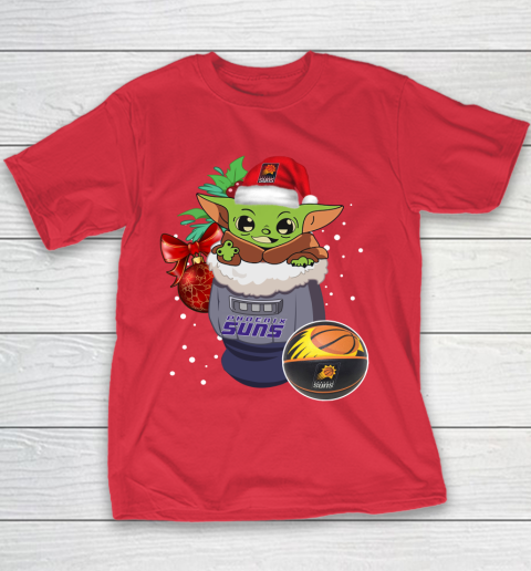 Phoenix Suns Christmas Baby Yoda Star Wars Funny Happy NBA Youth T-Shirt 9