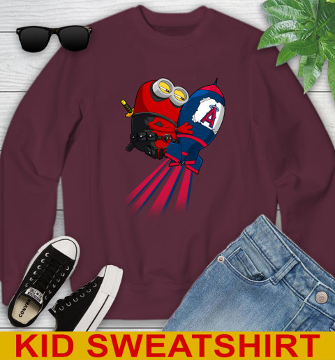 MLB Baseball Los Angeles Angels Deadpool Minion Marvel Shirt Youth Sweatshirt 4