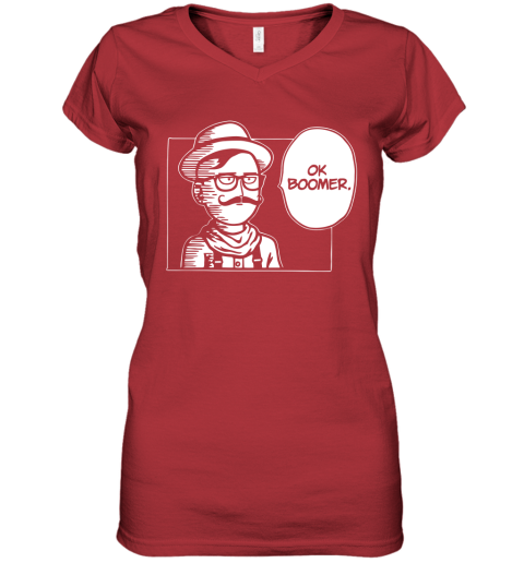 ehss one punch man saitama ok boomer shirts women v neck t shirt 39 front red