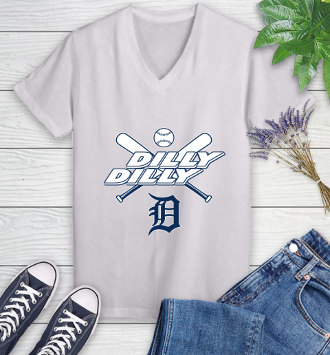 MLB Detroit Tigers Dilly Dilly Baseball Sports Women's V-Neck T-Shirt