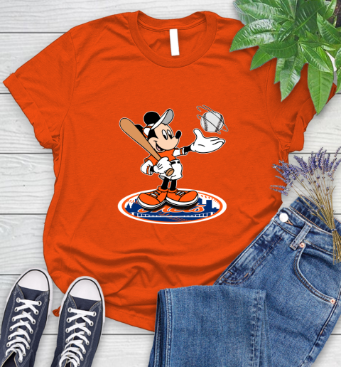 MLB Baseball New York Mets Cheerful Mickey Disney Shirt Women's T-Shirt 4