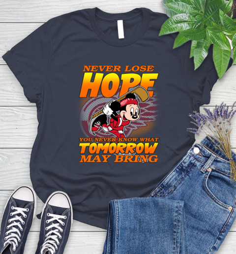 Detroit Red Wings NHL Hockey ootball Mickey Disney Never Lose Hope Women's T-Shirt 14