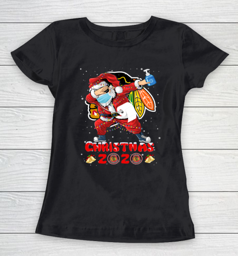 Chicago Blackhawks Funny Santa Claus Dabbing Christmas 2020 NHL Women's T-Shirt