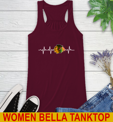 Chicago Blackhawks NHL Hockey Heart Beat Shirt Racerback Tank 2