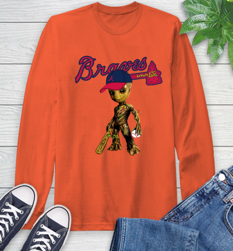 MLB Atlanta Braves Groot Guardians Of The Galaxy Baseball Long Sleeve T-Shirt 5