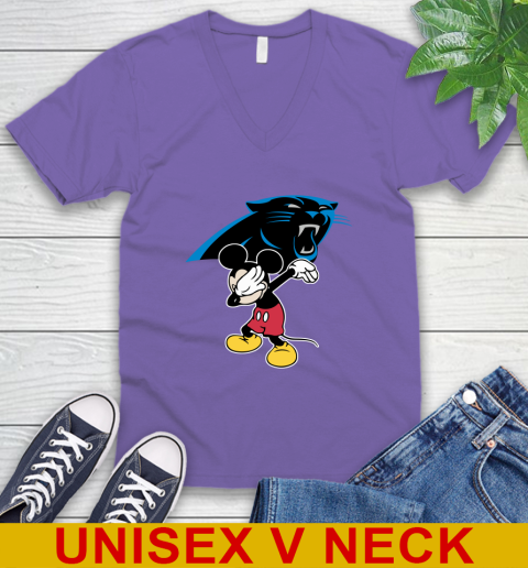Carolina Panthers NFL Football Dabbing Mickey Disney Sports V-Neck T-Shirt 9