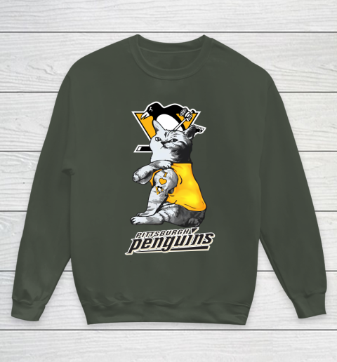 NHL My Cat Loves Pittsburgh Penguins Hockey Youth Sweatshirt 8