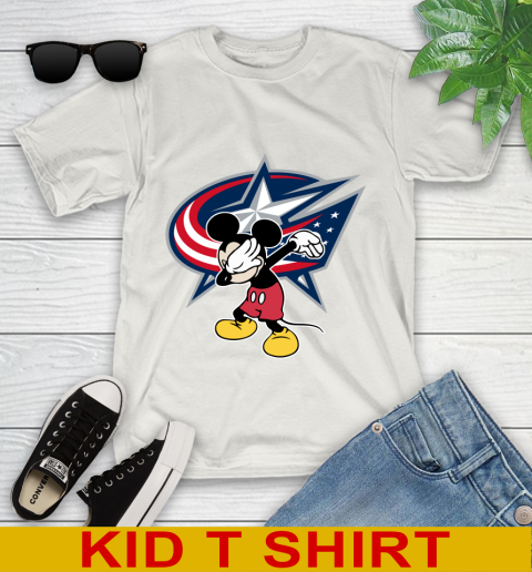 Columbus Blue Jackets NHL Hockey Dabbing Mickey Disney Sports Youth T-Shirt 12