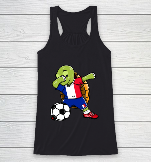 Dabbing Turtle France Soccer Fans Jersey French Football Racerback Tank