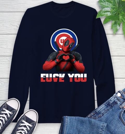 MLB Chicago Cubs Deadpool Love You Fuck You Baseball Sports Long Sleeve T-Shirt 3