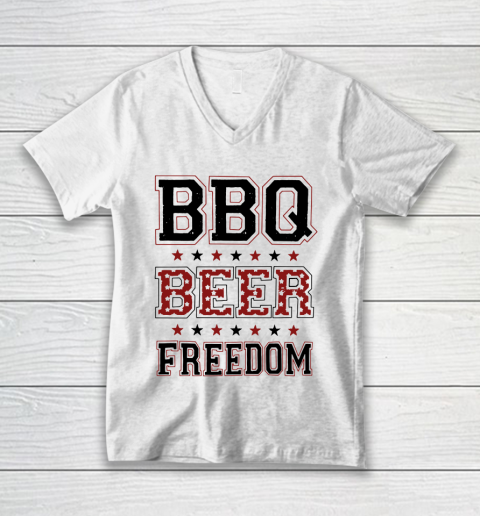 BBQ Beer Freedom Trump Fan V-Neck T-Shirt 2