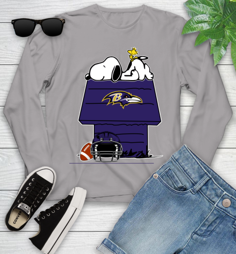 Baltimore Ravens NFL Football Snoopy Woodstock The Peanuts Movie Youth Long Sleeve 5