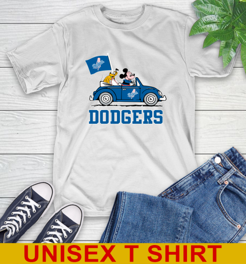MLB Baseball Los Angeles Dodgers Pluto Mickey Driving Disney Shirt T-Shirt