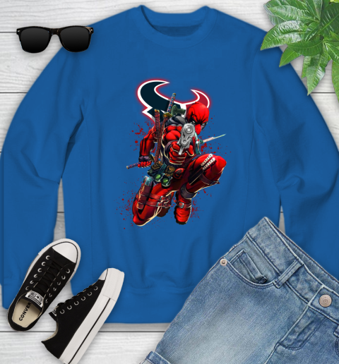 NFL Deadpool Marvel Comics Sports Football Houston Texans Youth Sweatshirt 8
