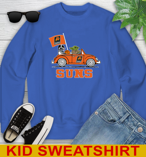 NBA Basketball Phoenix Suns Darth Vader Baby Yoda Driving Star Wars Shirt Youth Sweatshirt 7