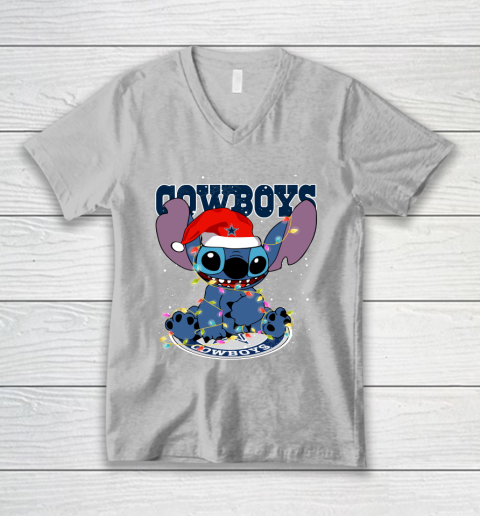 Dallas Cowboys NFL Football noel stitch Christmas V-Neck T-Shirt 2