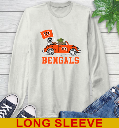 NFL Football Cincinnati Bengals Darth Vader Baby Yoda Driving Star Wars Shirt Long Sleeve T-Shirt 12