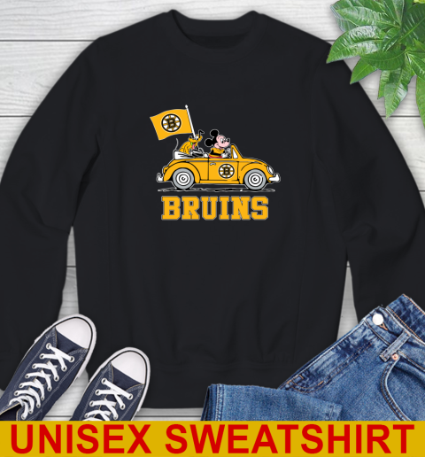 NHL Hockey Boston Bruins Pluto Mickey Driving Disney Shirt Sweatshirt 2
