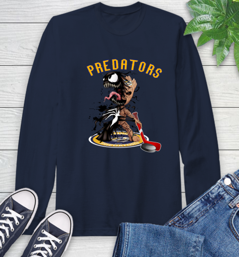 NHL Nashville Predators Hockey Venom Groot Guardians Of The Galaxy Long Sleeve T-Shirt 4