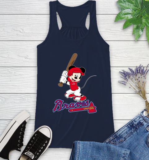 MLB Baseball Atlanta Braves Cheerful Mickey Mouse Shirt Racerback Tank 11
